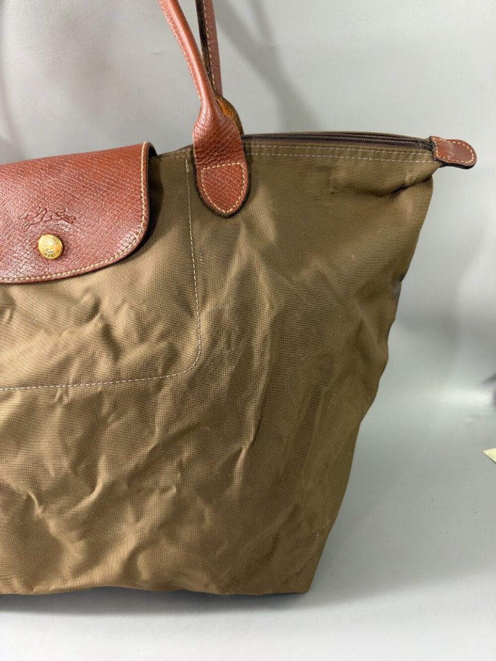 Authentic Longchamp Le Pliage Large Brown Nylon Tote Bag - Picture 3 of 15